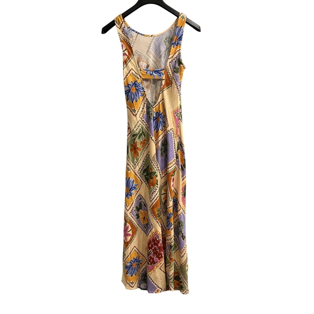 Sleeveless Maxi Dress in Yellow Floral Tile Print - Picture 5 of 16